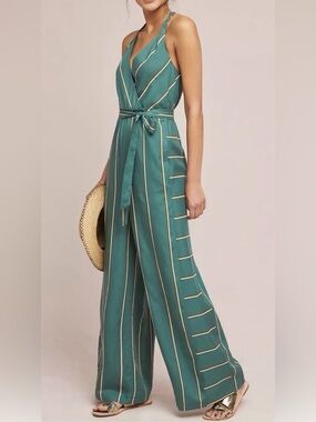 ANTHROPOLOGIE Ett:twa Portsmouth Striped Halter Jumpsuit